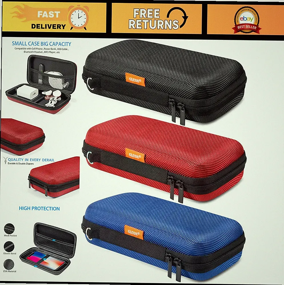 Portable Hard EVA Case for Charging Cables, Power Banks, & Cell Phones - Travel